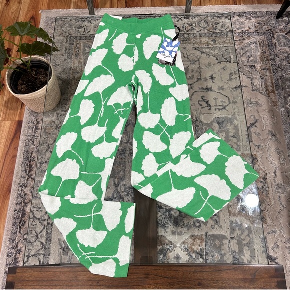 NWT Diane Von Furstenberg Target High Rise Gingko Green Sweater Knit Pants XXS - Picture 3 of 12